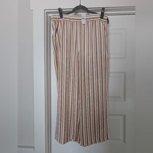 LOFT Beige and White Striped Pants Size L